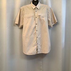 Point Zero Black Label Shirt Men’s Large 💯% Cotton Snaps Pockets Short Sleeve
